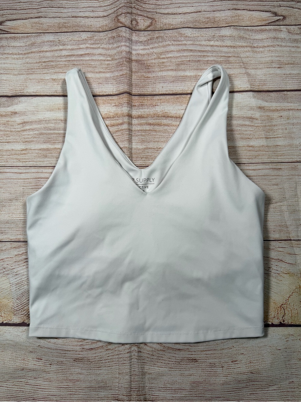 Z‎ Supply Active White V-Neck Crop Tank